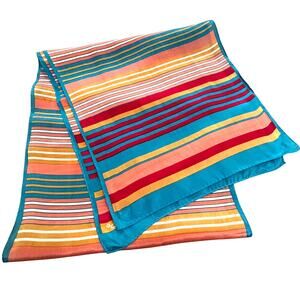 Vintage Y2K ECHO Multicolor silk scarf colorful mod stripes long rectangle